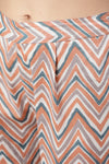White & Peach Flared Cotton Kurta With Printed Palazzo