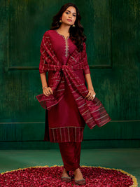 Maroon Silk Suit