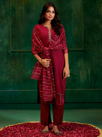 Maroon Silk Suit