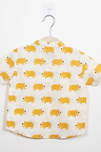 Boys Yellow Elephant  Half-Sleeve Shirt