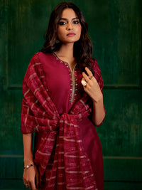 Maroon Silk Suit