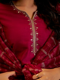 Maroon Silk Suit