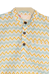 Boys Yellow Blue Zig Zag Half Sleeve Shirt