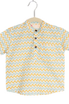 Boys Yellow Blue Zig Zag Half Sleeve Shirt