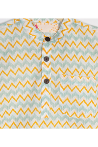 Boys Yellow Blue Zig Zag Half Sleeve Shirt