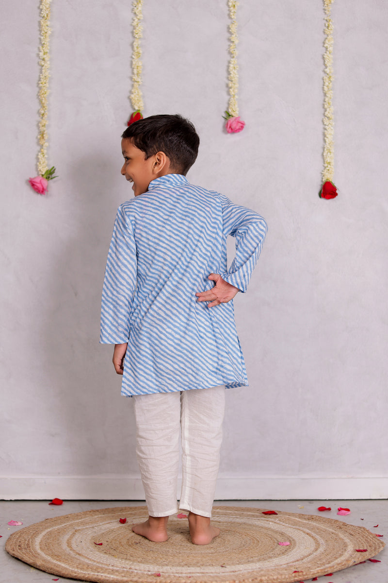 Boys Blue Lehariya Kurta with Pajama