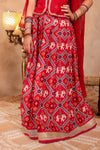 Girls Red Elephant Print Lehenga with Blouse (with sleeves) & Dupatta