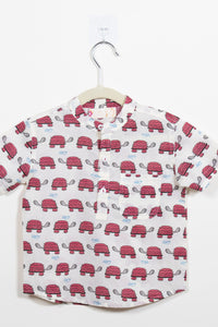 Boys Red Turtle Half-Sleeve Shirt