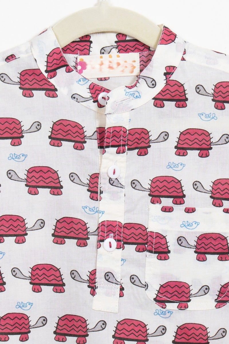Boys Red Turtle Half-Sleeve Shirt