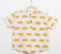 Boys Yellow Elephant  Half-Sleeve Shirt