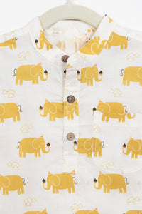 Boys Yellow Elephant  Half-Sleeve Shirt