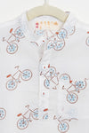 Boys White Cycle Half-Sleeve Shirt