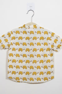 Boys Yellow Turtle Half-Sleeve Shirt