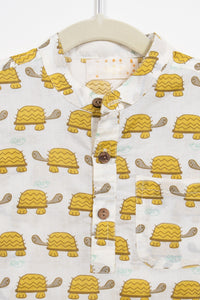 Boys Yellow Turtle Half-Sleeve Shirt