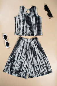 Girls Black Tie and Dye Culottes