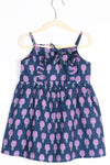 Girls Blue and Purple Floral Backless Dress