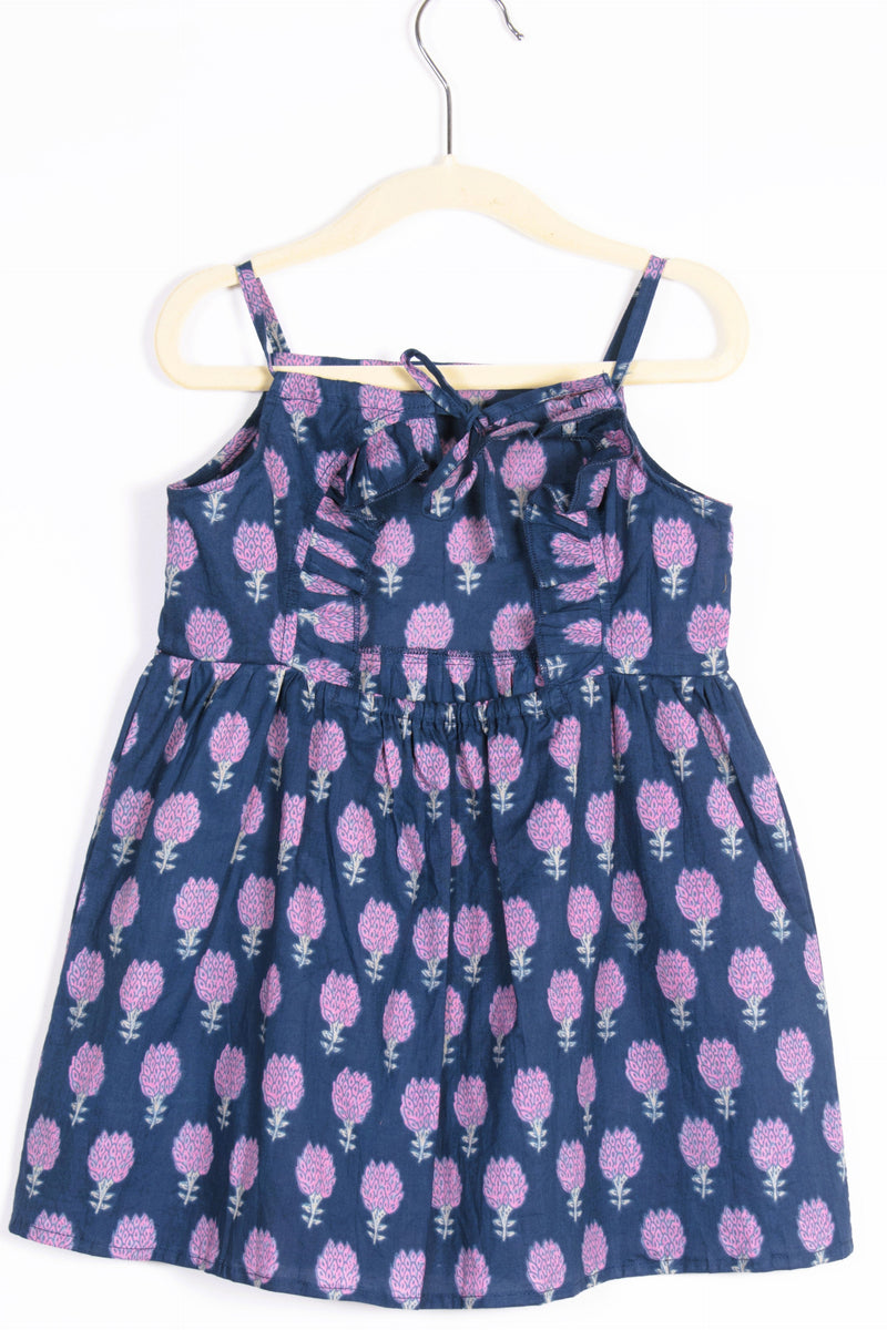 Girls Blue and Purple Floral Backless Dress