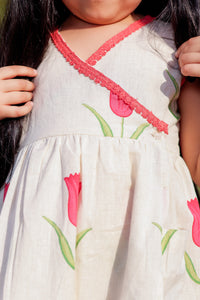 Girls Tulip Print Pure Cotton Wrap Dress