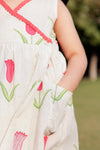 Girls Tulip Print Pure Cotton Wrap Dress