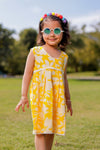 Girls Yellow Floral Pure Cotton Dress