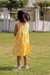Girls Yellow Floral Pure Cotton Dress