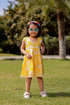 Girls Yellow Floral Pure Cotton Dress