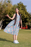 Women Blue Floral Sleeveless Dress