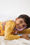 Boys Yellow Buta Jacket With Yellow Kurta And White Pajama