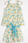 Girls Green & Blue Summery Floral Top with Shorts Co-ord Set
