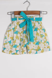 Girls Green & Blue Summery Floral Top with Shorts Co-ord Set