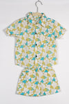 Boys Green & Blue Summer Floral Shirt with Shorts (Co-ord Set)