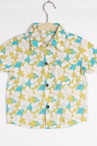 Boys Green & Blue Summer Floral Shirt with Shorts (Co-ord Set)