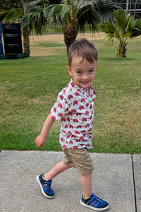 Boys Red Turtle Half-Sleeve Shirt