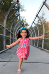 Girls Red and Blue Fish Print Dress