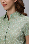 Green Ethnic Print Cotton Loungwear Set With Side Pockets