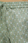 Green Ethnic Print Cotton Loungwear Set With Side Pockets