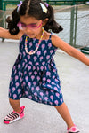 Girls Blue and Purple Floral Backless Dress