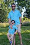 Boys Paisley Print Aqua Blue Half-Sleeve Shirt