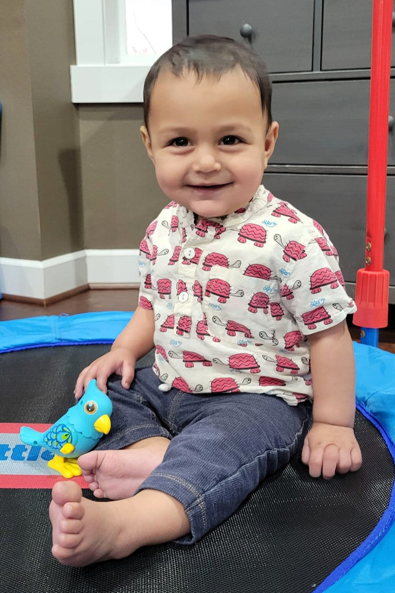 Boys Red Turtle Half-Sleeve Shirt