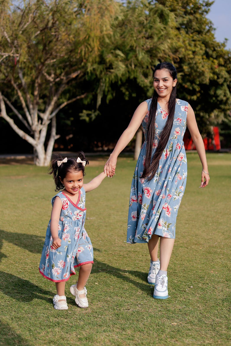 Girls Floral Print Pure Cotton Wrap Dress