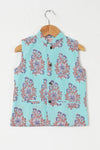 Boys Blue Buta Jacket with Blue Kurta and White Pajama