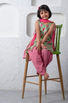 Green Floral Embroidered Kurti with Maroon Afghani Salwar and Dupatta