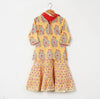 Sunshine Splendor - Girls Yellow Buta Kurti With Floral Sharara and Dupatta