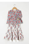 Girls White Floral Angrakha Kurti With White Floral Sharara