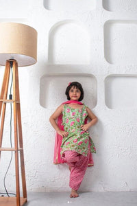 Green Floral Embroidered Kurti with Maroon Afghani Salwar and Dupatta