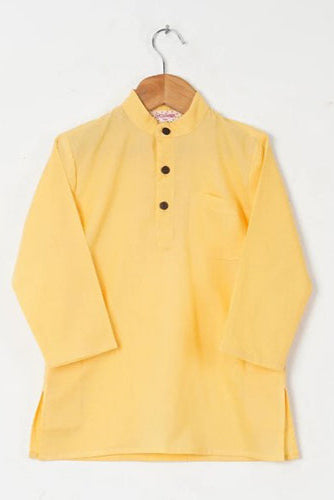 Boys Yellow Buta Jacket With Yellow Kurta And White Pajama