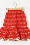 Ravishing Red - Girls Red Floral Yoke Kurti With Leheriya Sharara And Dupatta