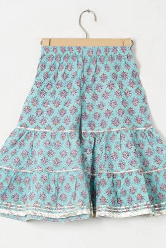 Girls Blue Buta Kurti With Blue Floral Sharara And Dupatta