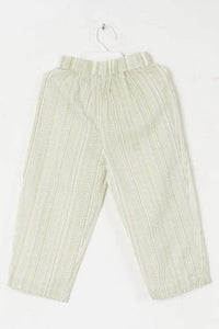 Girls Pastel Green White Buti Kurti With Green Striped Pant And Dupatta