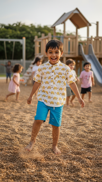 Boys Yellow Turtle Half-Sleeve Shirt